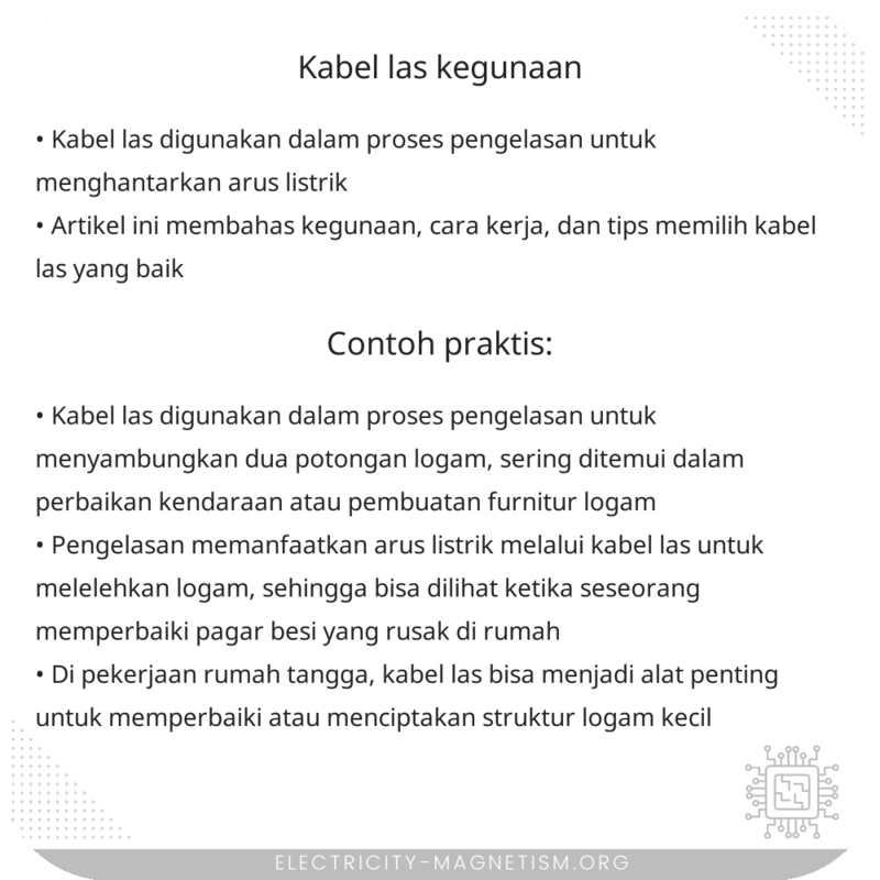 Kabel Las | Kegunaan