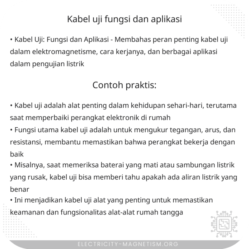 Kabel Uji | Fungsi dan Aplikasi