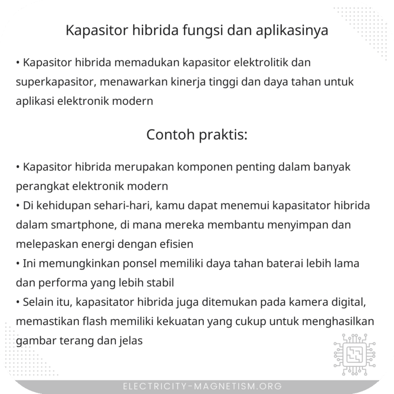 Kapasitor Hibrida | Fungsi dan Aplikasinya