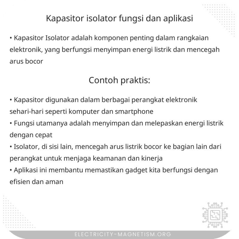 Kapasitor Isolator | Fungsi dan Aplikasi