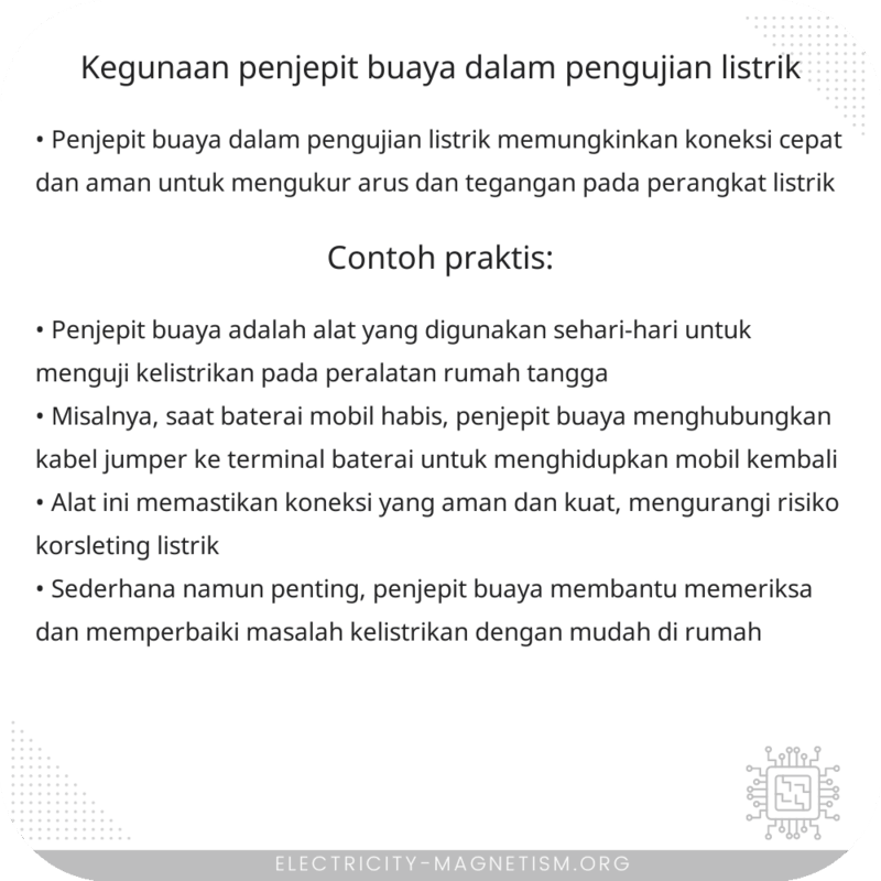 **Kegunaan Penjepit Buaya dalam Pengujian Listrik**