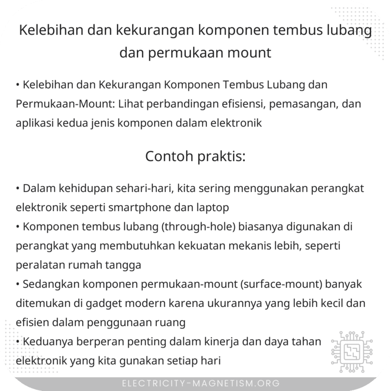 Kelebihan dan Kekurangan Komponen Tembus Lubang dan Permukaan-Mount