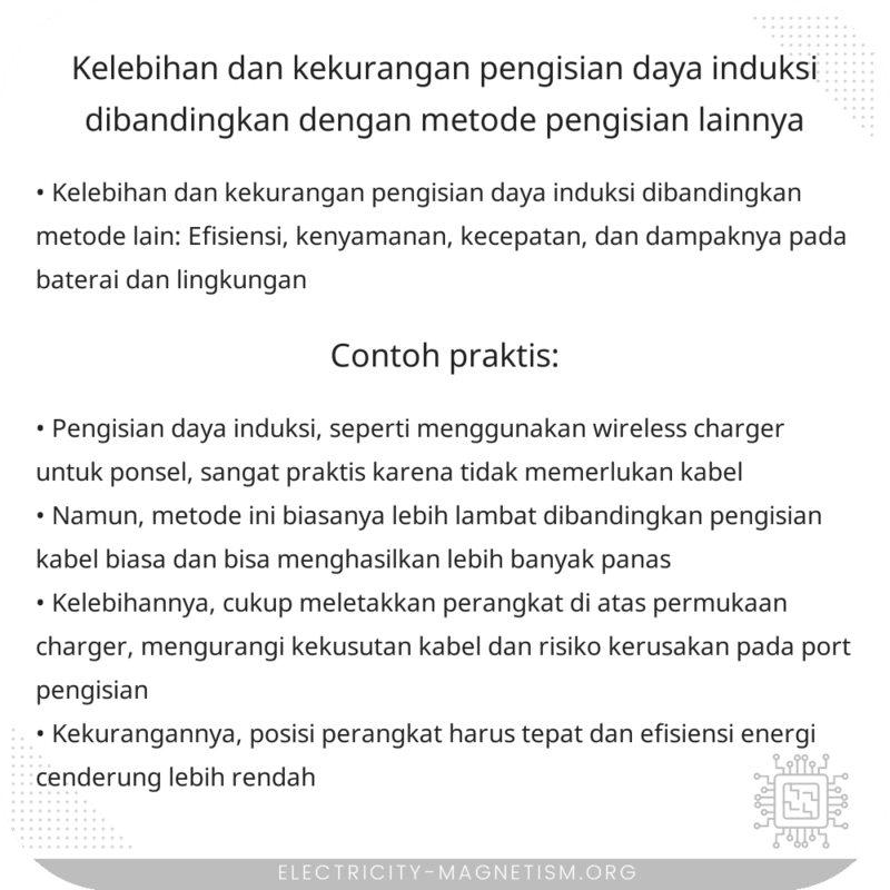 Kelebihan dan Kekurangan Pengisian Daya Induksi Dibandingkan dengan Metode Pengisian Lainnya