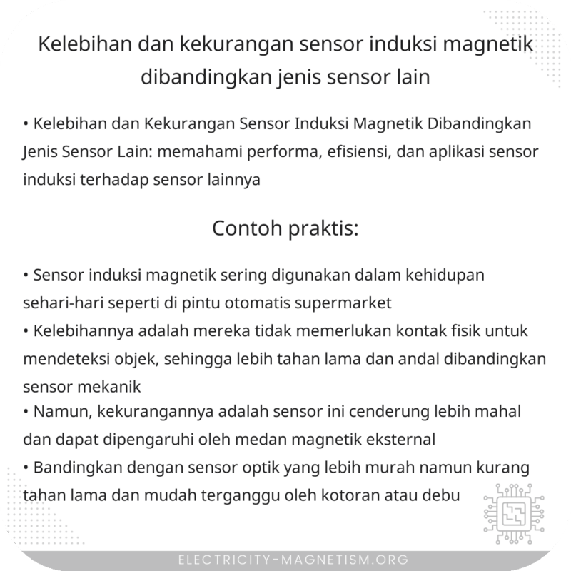 Kelebihan dan Kekurangan Sensor Induksi Magnetik Dibandingkan Jenis Sensor Lain
