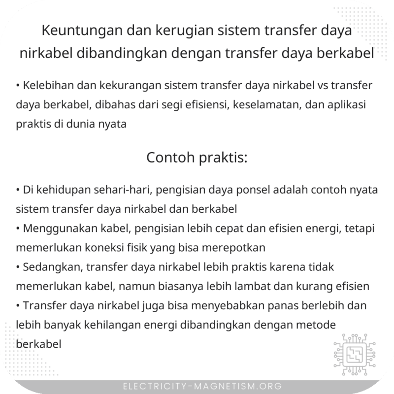 Keuntungan dan Kerugian Sistem Transfer Daya Nirkabel Dibandingkan dengan Transfer Daya Berkabel