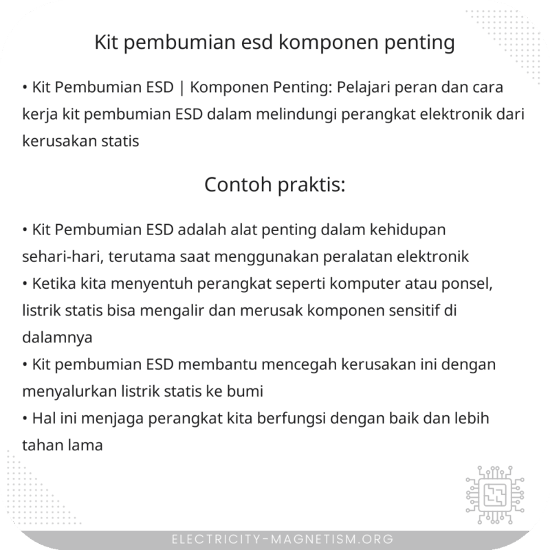 Kit Pembumian ESD | Komponen Penting