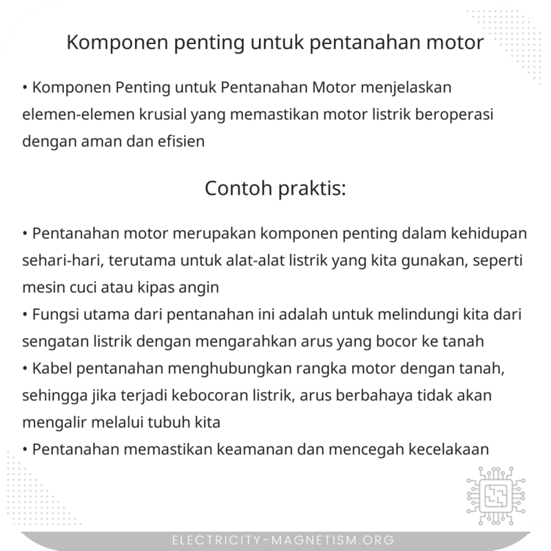 Komponen Penting untuk Pentanahan Motor