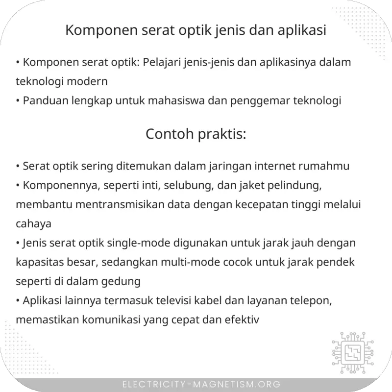 Komponen Serat Optik | Jenis dan Aplikasi