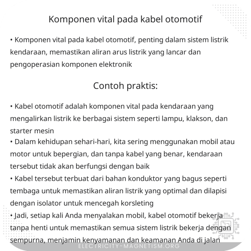 Komponen Vital pada Kabel Otomotif