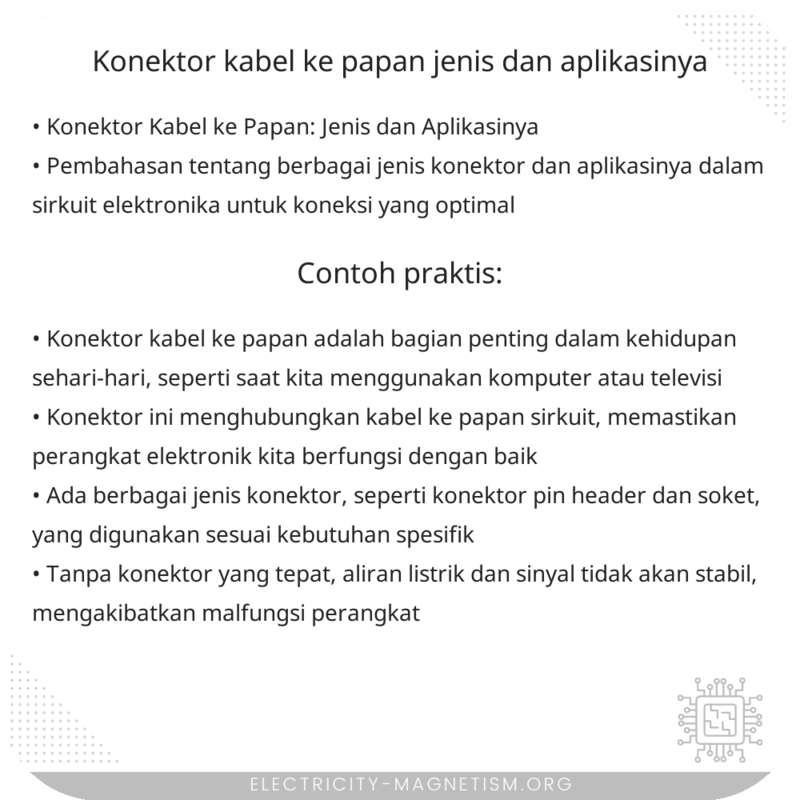Konektor Kabel ke Papan | Jenis dan Aplikasinya