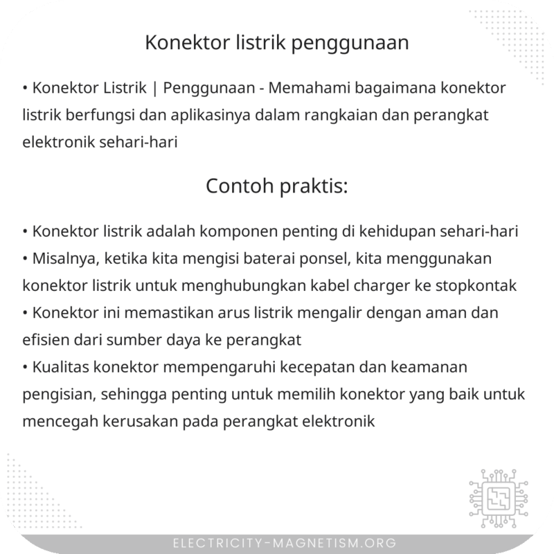 Konektor Listrik | Penggunaan