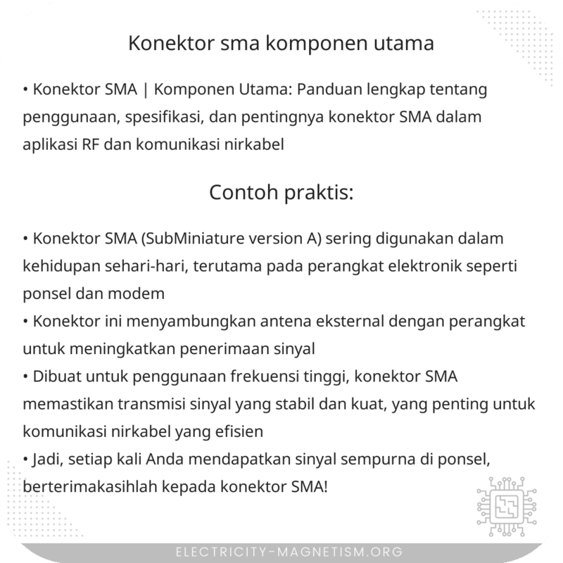 Konektor SMA | Komponen Utama