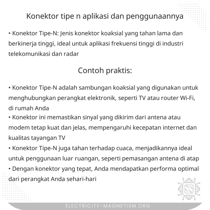 Konektor Tipe-N | Aplikasi dan Penggunaannya