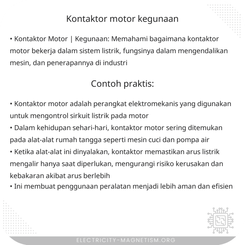 Kontaktor Motor | Kegunaan