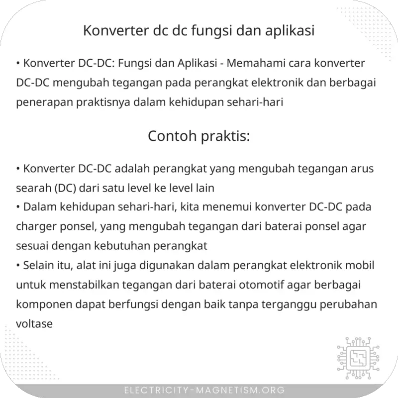 Konverter DC-DC | Fungsi dan Aplikasi