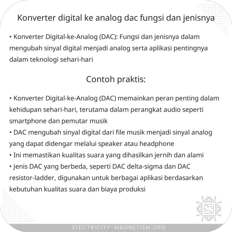 Konverter Digital-ke-Analog (DAC) | Fungsi dan Jenisnya