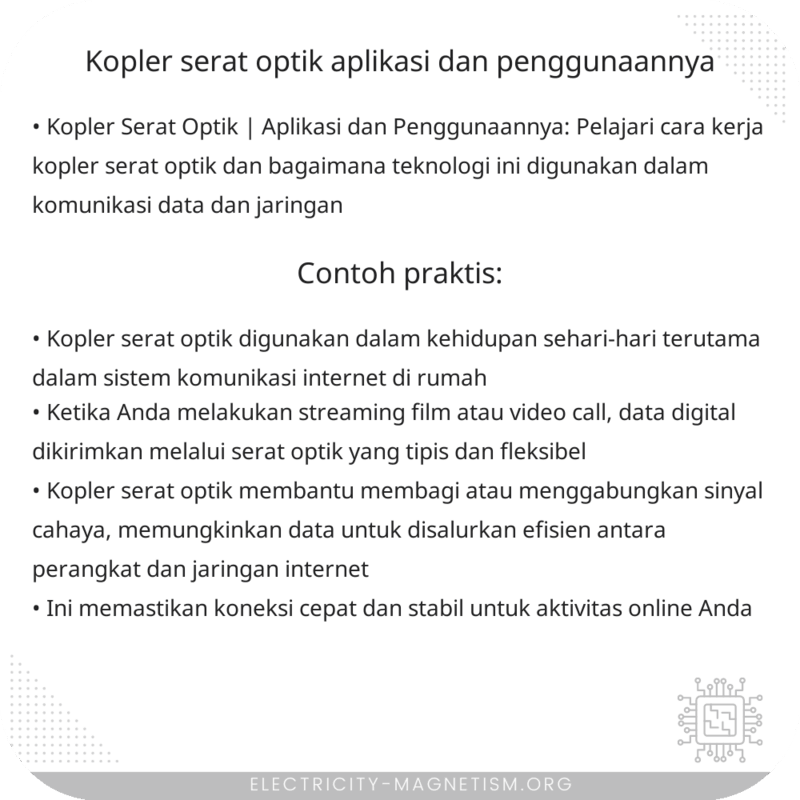 Kopler Serat Optik | Aplikasi dan Penggunaannya