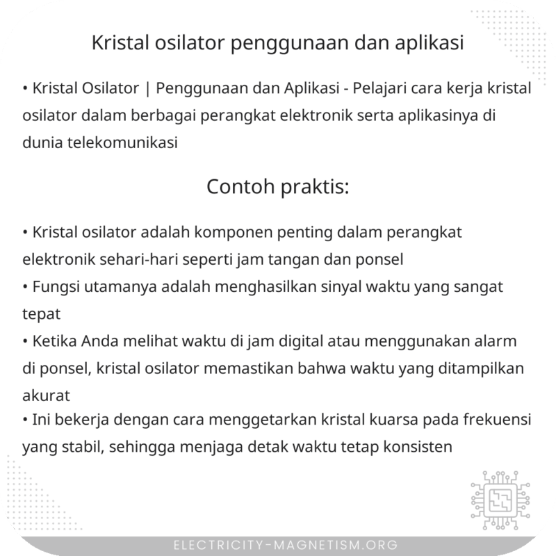 Kristal Osilator | Penggunaan dan Aplikasi