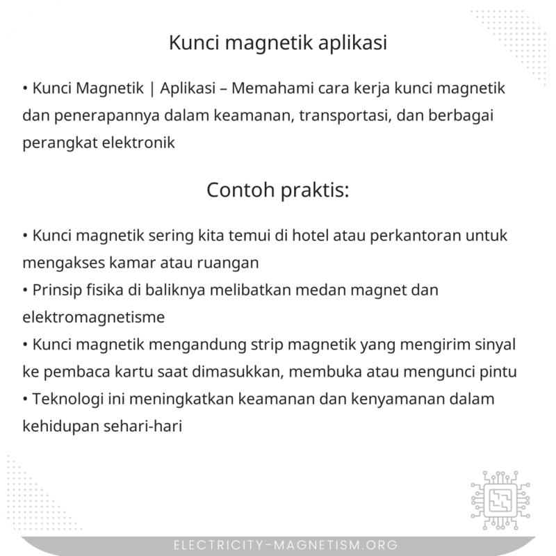 Kunci Magnetik | Aplikasi