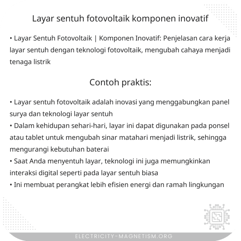 Layar Sentuh Fotovoltaik | Komponen Inovatif
