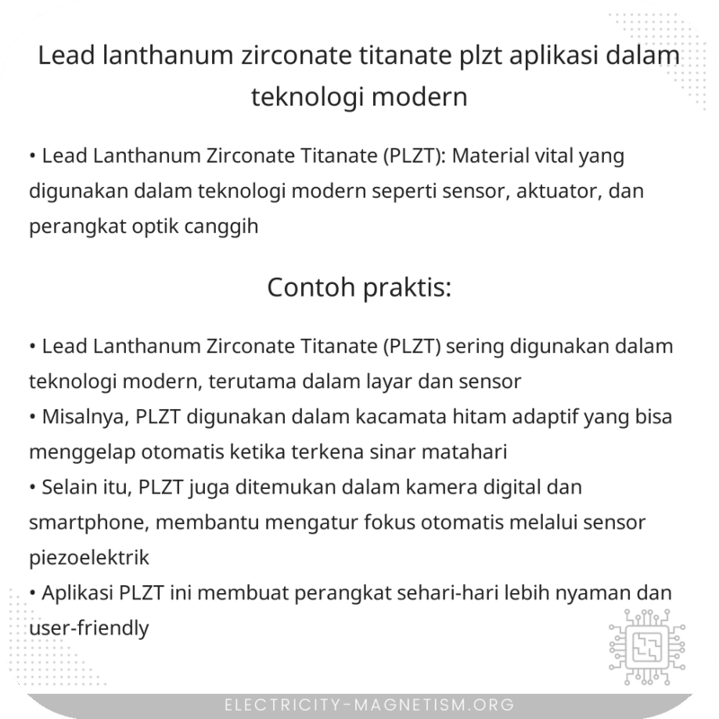 Lead Lanthanum Zirconate Titanate (PLZT) | Aplikasi dalam Teknologi Modern