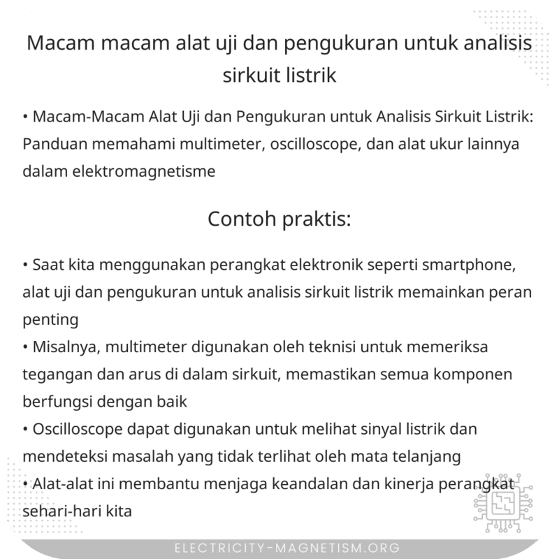 Macam-Macam Alat Uji dan Pengukuran untuk Analisis Sirkuit Listrik