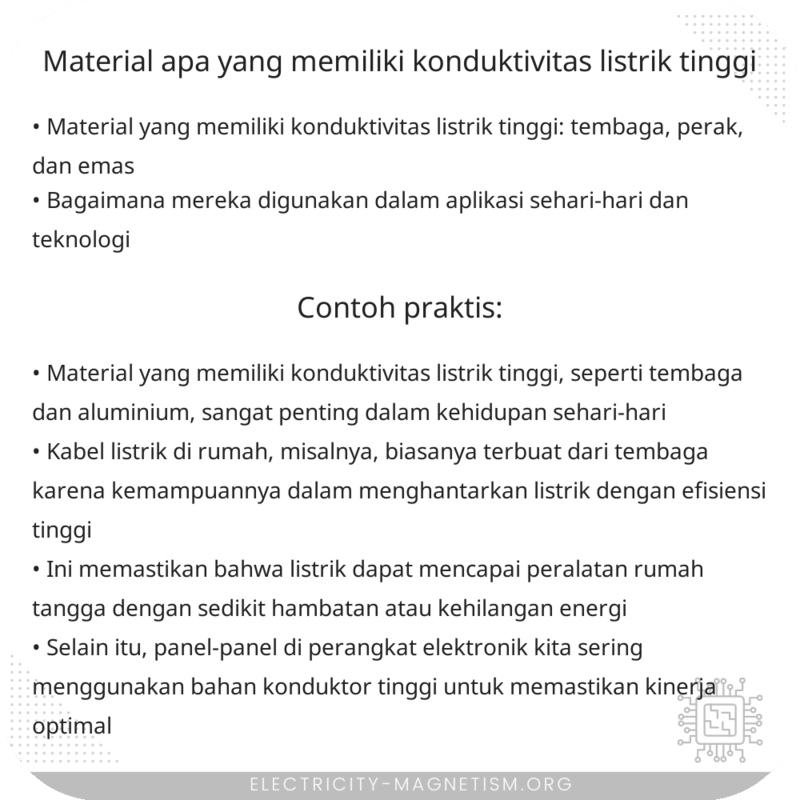 Material Apa yang Memiliki Konduktivitas Listrik Tinggi?