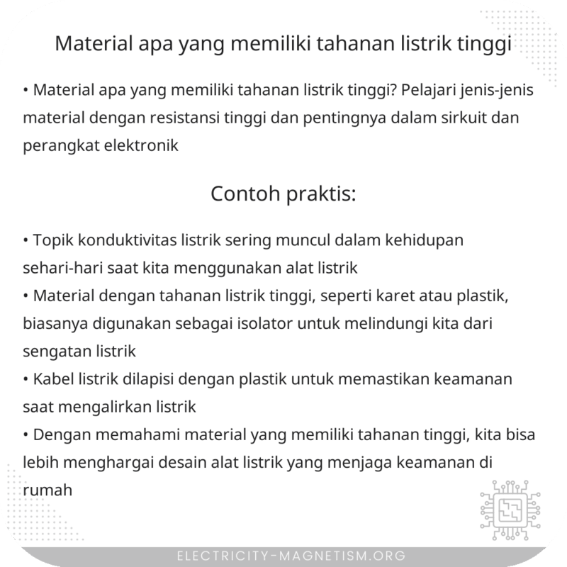 Material Apa yang Memiliki Tahanan Listrik Tinggi?