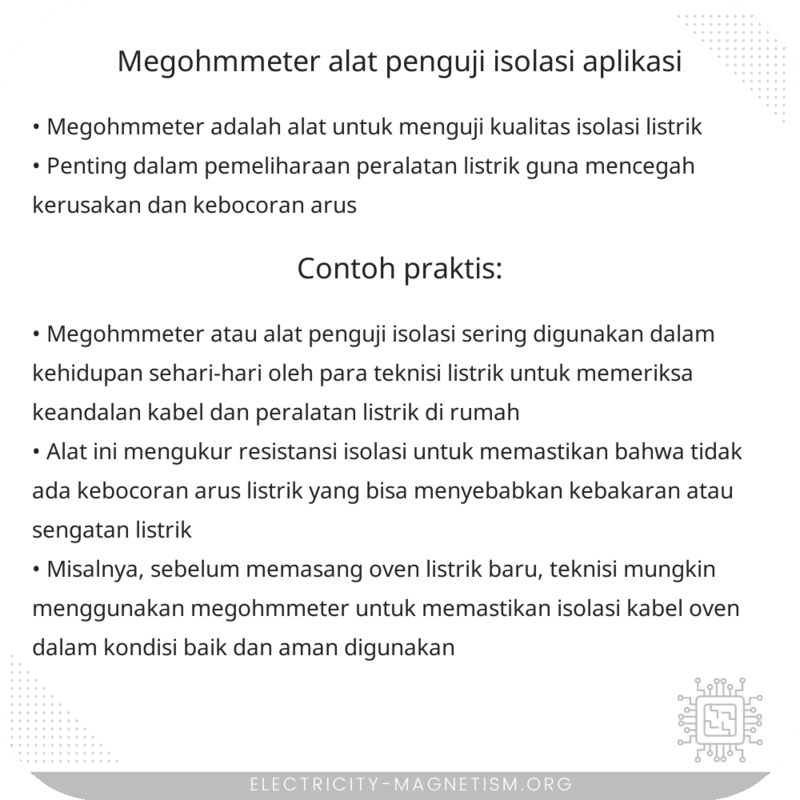 Megohmmeter (Alat Penguji Isolasi) | Aplikasi