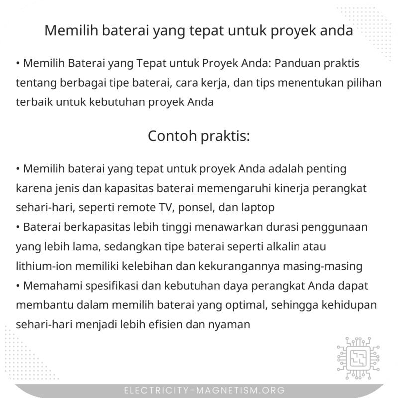 Memilih Baterai yang Tepat untuk Proyek Anda