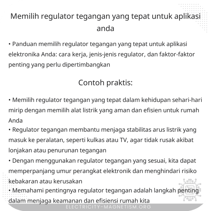 Memilih Regulator Tegangan yang Tepat untuk Aplikasi Anda