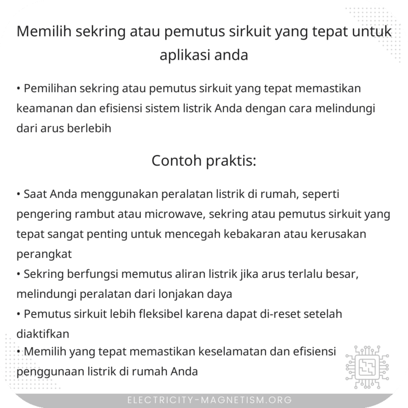 Memilih Sekring atau Pemutus Sirkuit yang Tepat untuk Aplikasi Anda