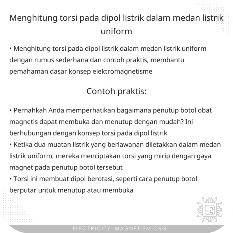 Menghitung Torsi pada Dipol Listrik dalam Medan Listrik Uniform