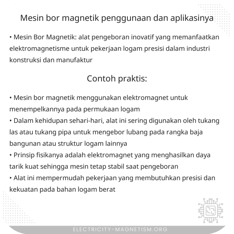 Mesin Bor Magnetik | Penggunaan dan Aplikasinya