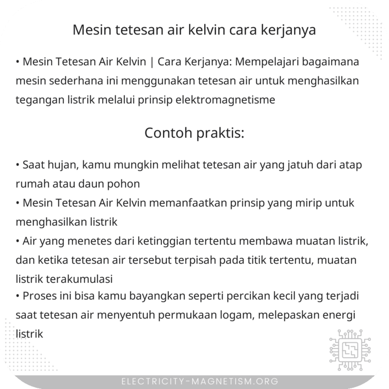 Mesin Tetesan Air Kelvin | Cara Kerjanya