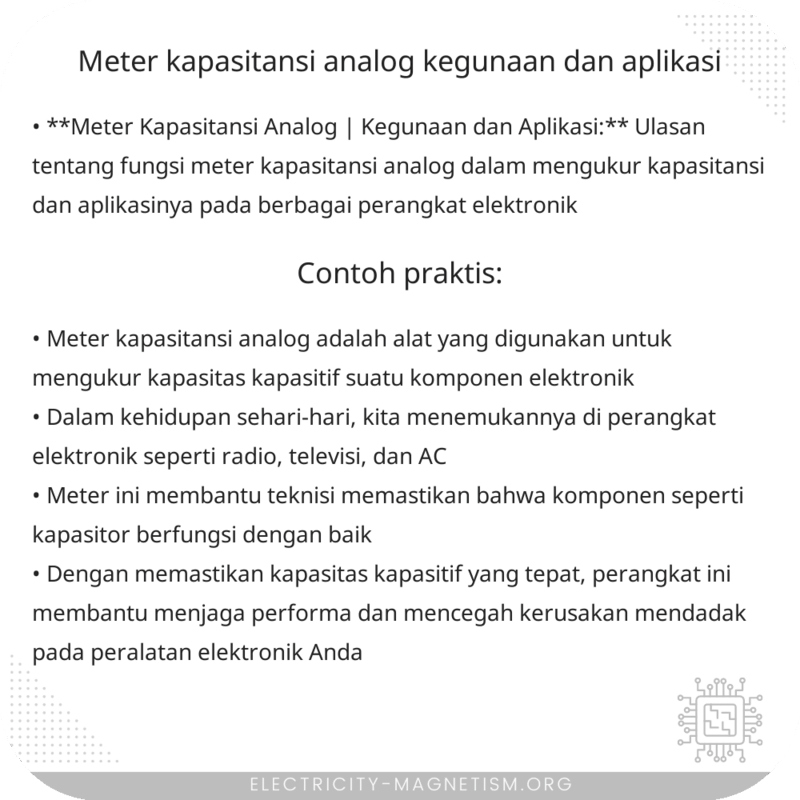 Meter Kapasitansi Analog | Kegunaan dan Aplikasi