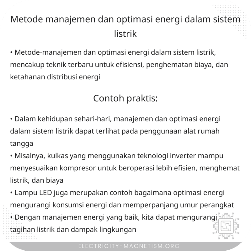 Metode-manajemen dan Optimasi Energi dalam Sistem Listrik