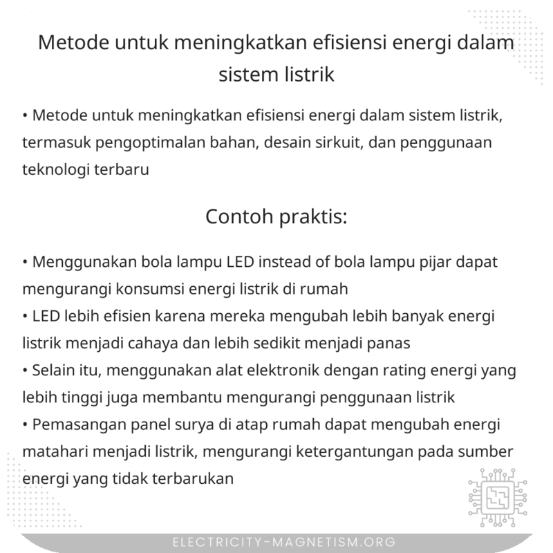 Metode untuk Meningkatkan Efisiensi Energi dalam Sistem Listrik