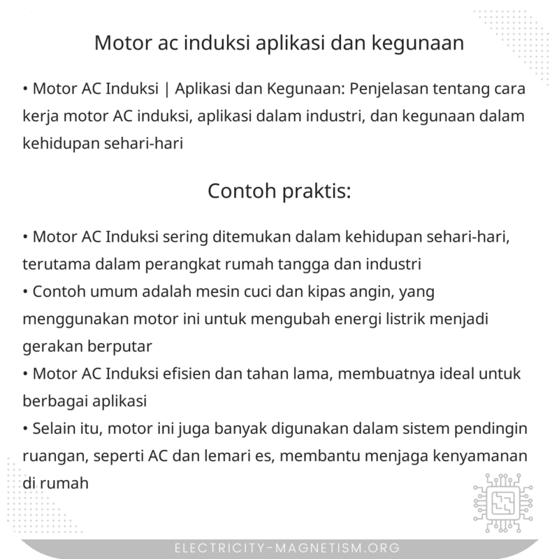 Motor AC Induksi | Aplikasi dan Kegunaan