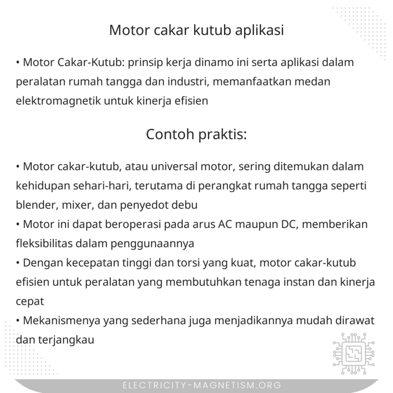Motor Cakar-Kutub | Aplikasi