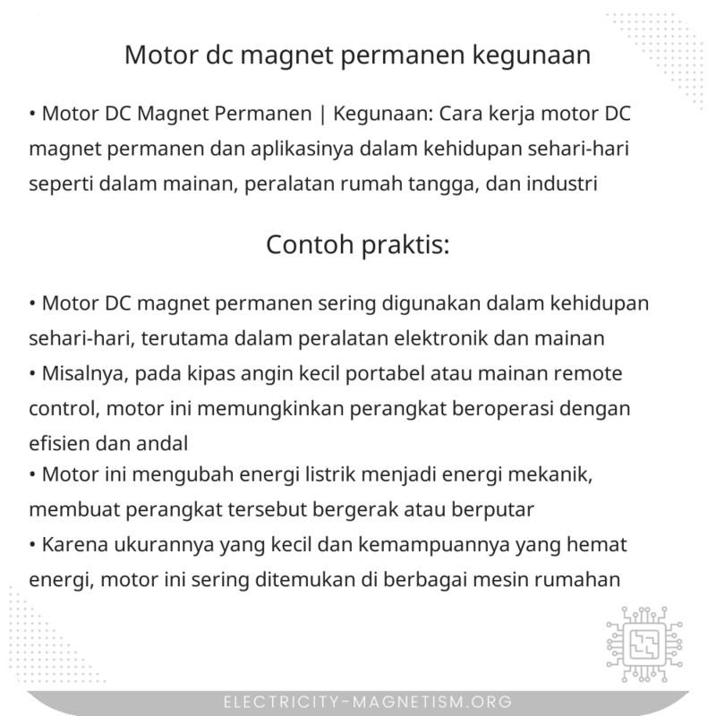 Motor DC Magnet Permanen | Kegunaan