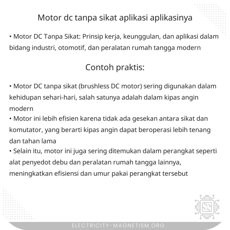 Motor DC Tanpa Sikat | Aplikasi-Aplikasinya
