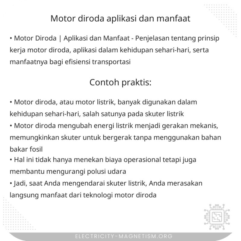 Motor Diroda | Aplikasi dan Manfaat