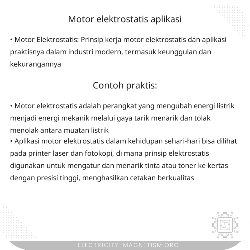 Motor Elektrostatis | Aplikasi