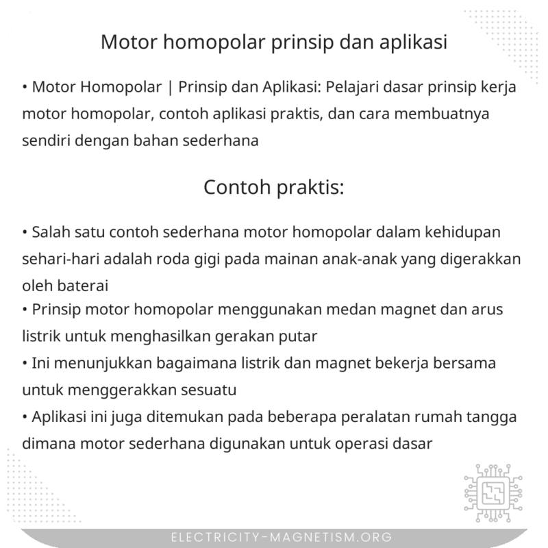 Motor Homopolar | Prinsip dan Aplikasi