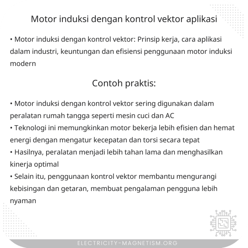 Motor Induksi dengan Kontrol Vektor | Aplikasi