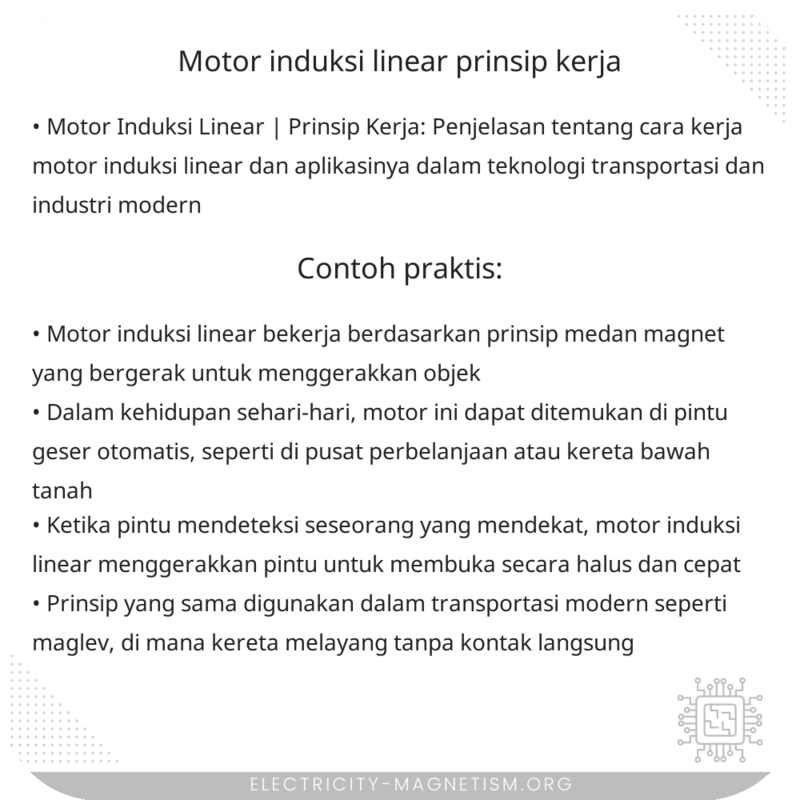 Motor Induksi Linear | Prinsip Kerja