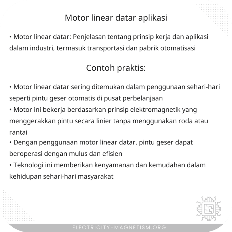 Motor Linear Datar | Aplikasi