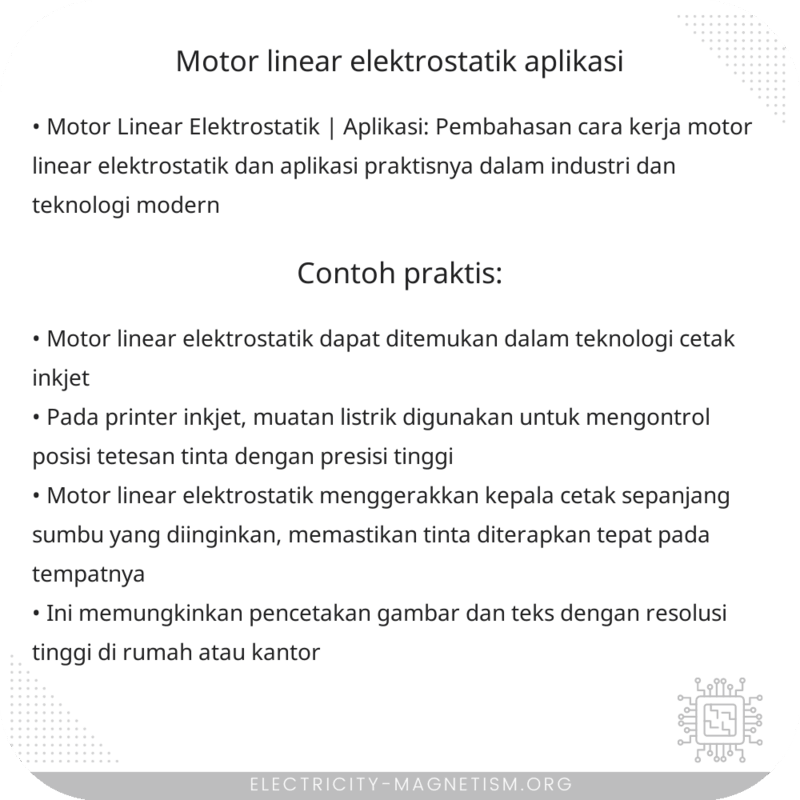 Motor Linear Elektrostatik | Aplikasi
