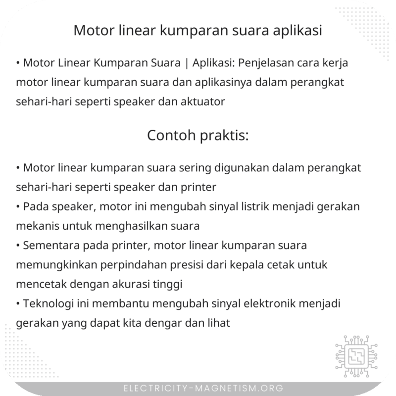 Motor Linear Kumparan Suara | Aplikasi
